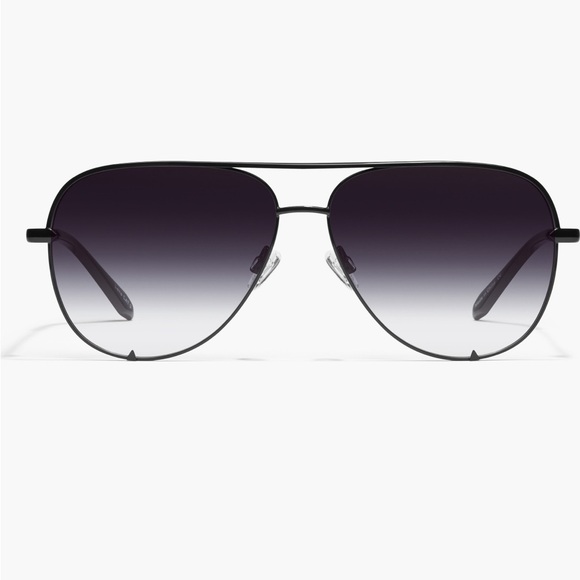New QUAYHigh Key 64mmOversize AviatorSunglasses Black Fade To Clear
